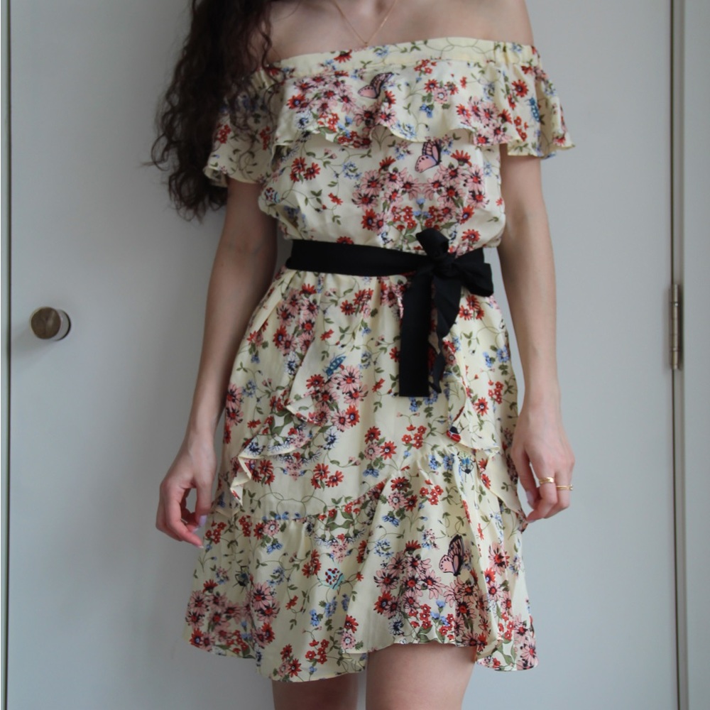 Maje Floral Off-Shoulder Dress
